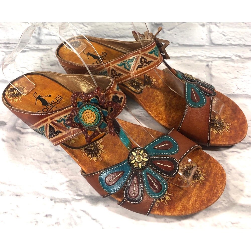 Elite By Corkys Sandals Leather Slide Heel